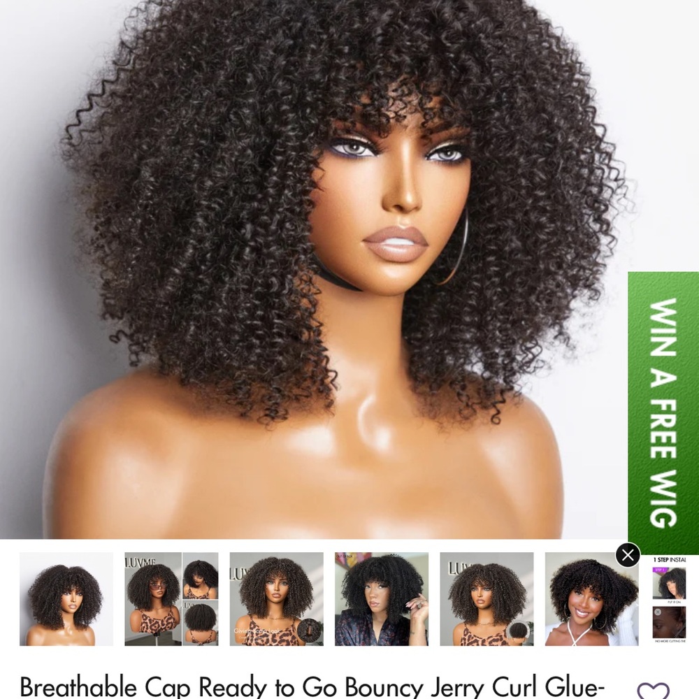 Black kinky Curly throw and go Wig